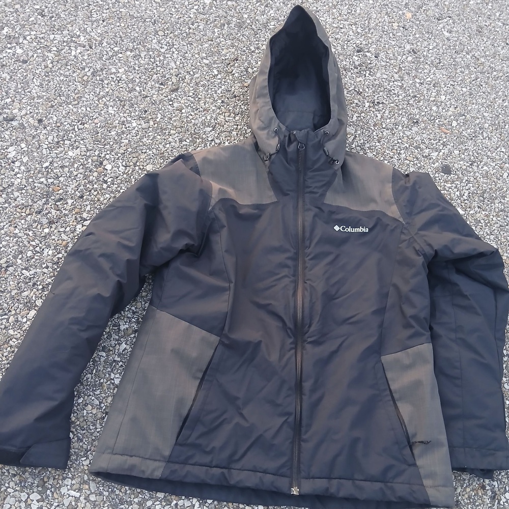 Columbia Jacket Womens Medium Black Omni-Heat Hooded Full Zip Winter Outdoor